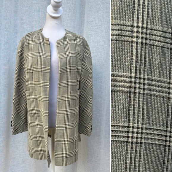 AS IS Valentino miss V vintage glen plaid houndstooth lined open cardigan jacket
